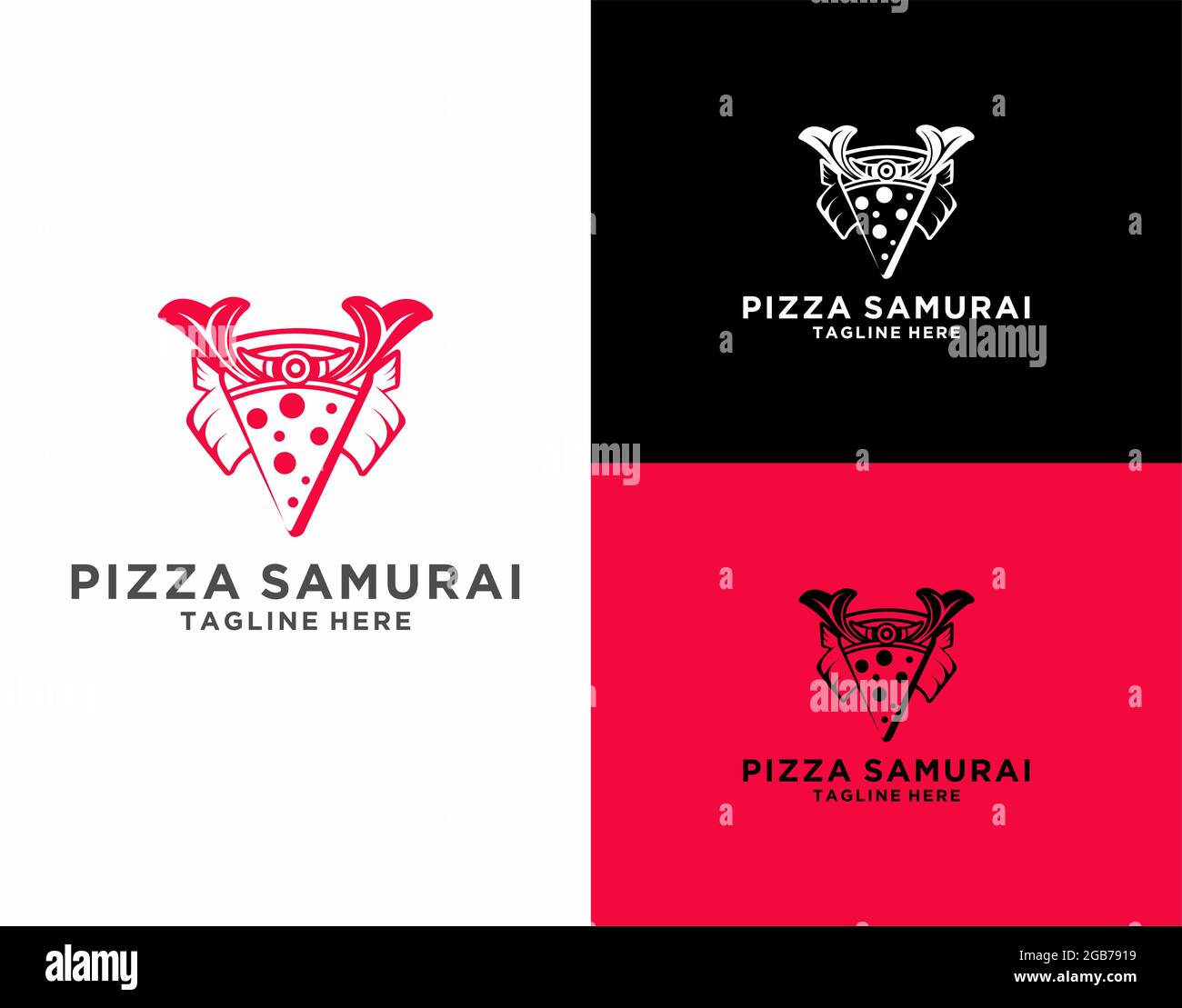 Modern Pizza Samurai logo Vector Illustration de Vecteur
