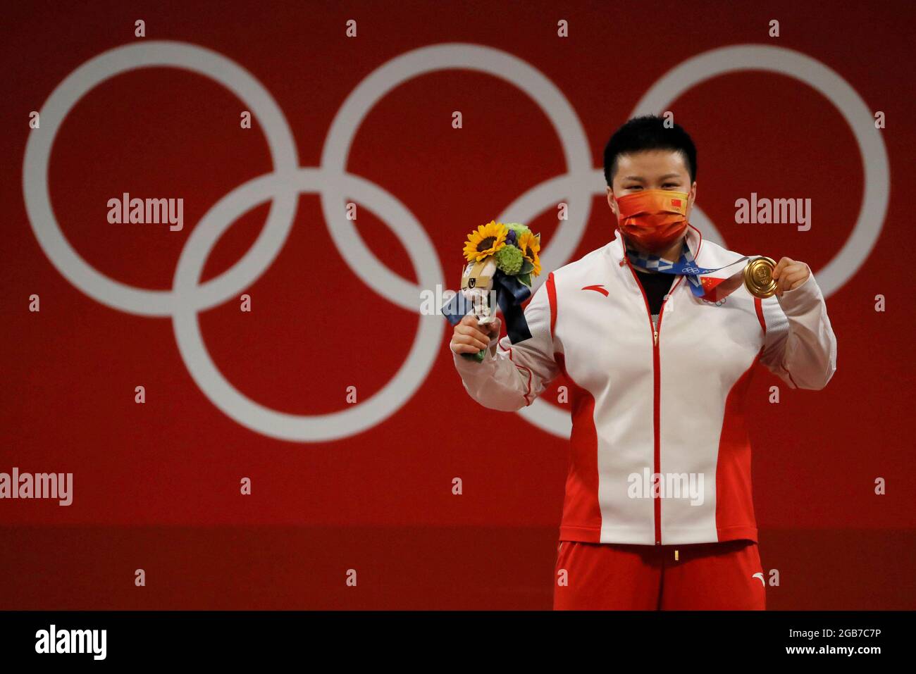 Tokyo, Kanto, Japon. 2 août 2021. Wang Zhouyu (CHN) a remporté la médaille d'or de l'épreuve d'haltérophilie féminine de 87 kg aux Jeux olympiques d'été de 2020 au Forum international de Tokyo. (Image de crédit : © David McIntyre/ZUMA Press Wire) Banque D'Images