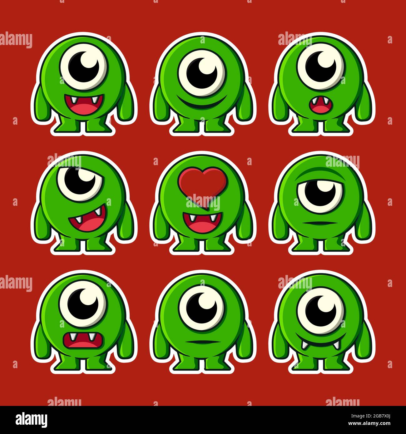ensemble d'expression de monstre mignon Illustration de Vecteur