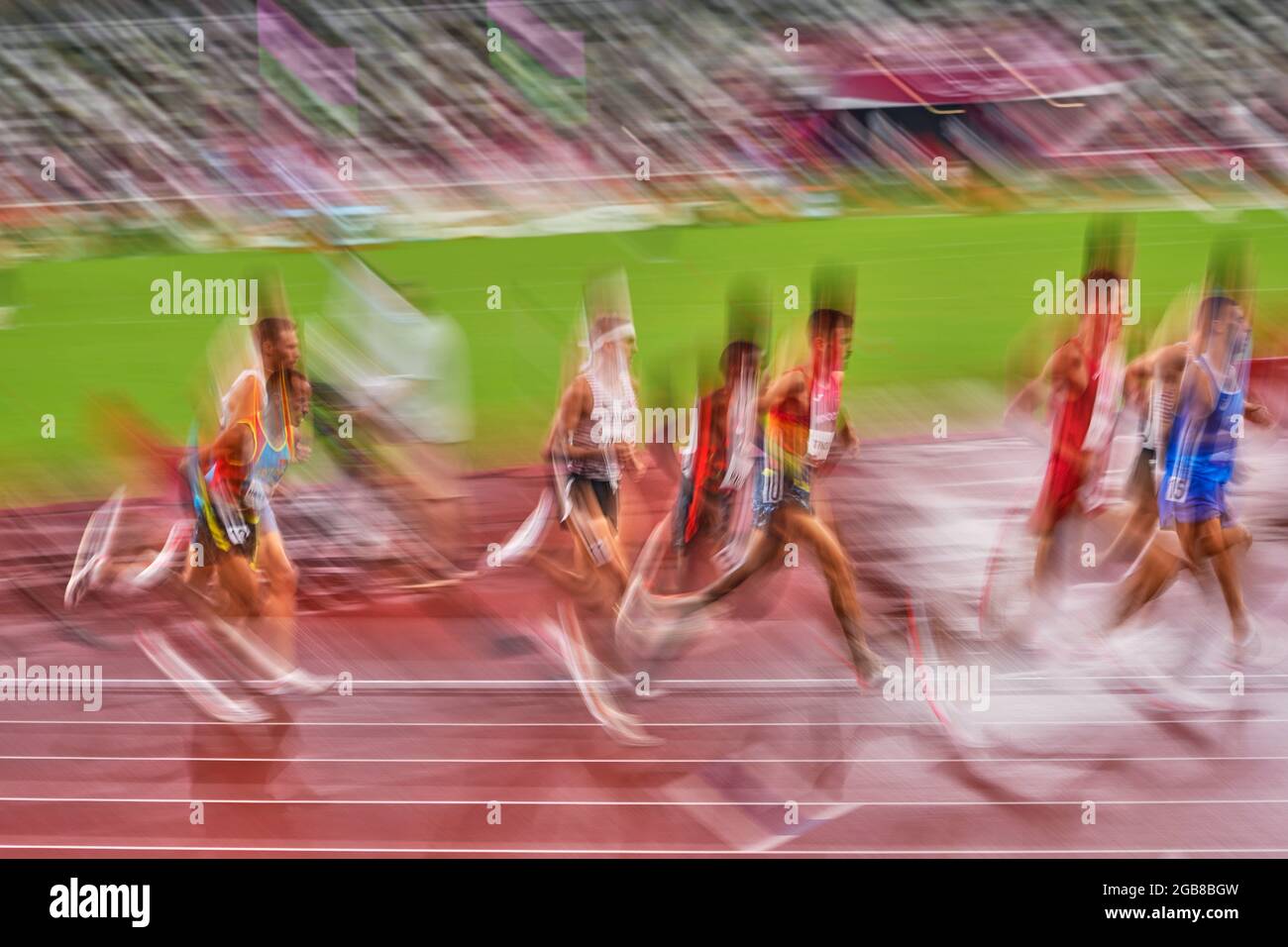 2 août 2021 : pendant 3000 mètres steeplechase pour hommes aux Jeux Olympiques de Tokyo, au stade olympique de Tokyo, Tokyo, Japon}. Prix Kim/CSM Banque D'Images