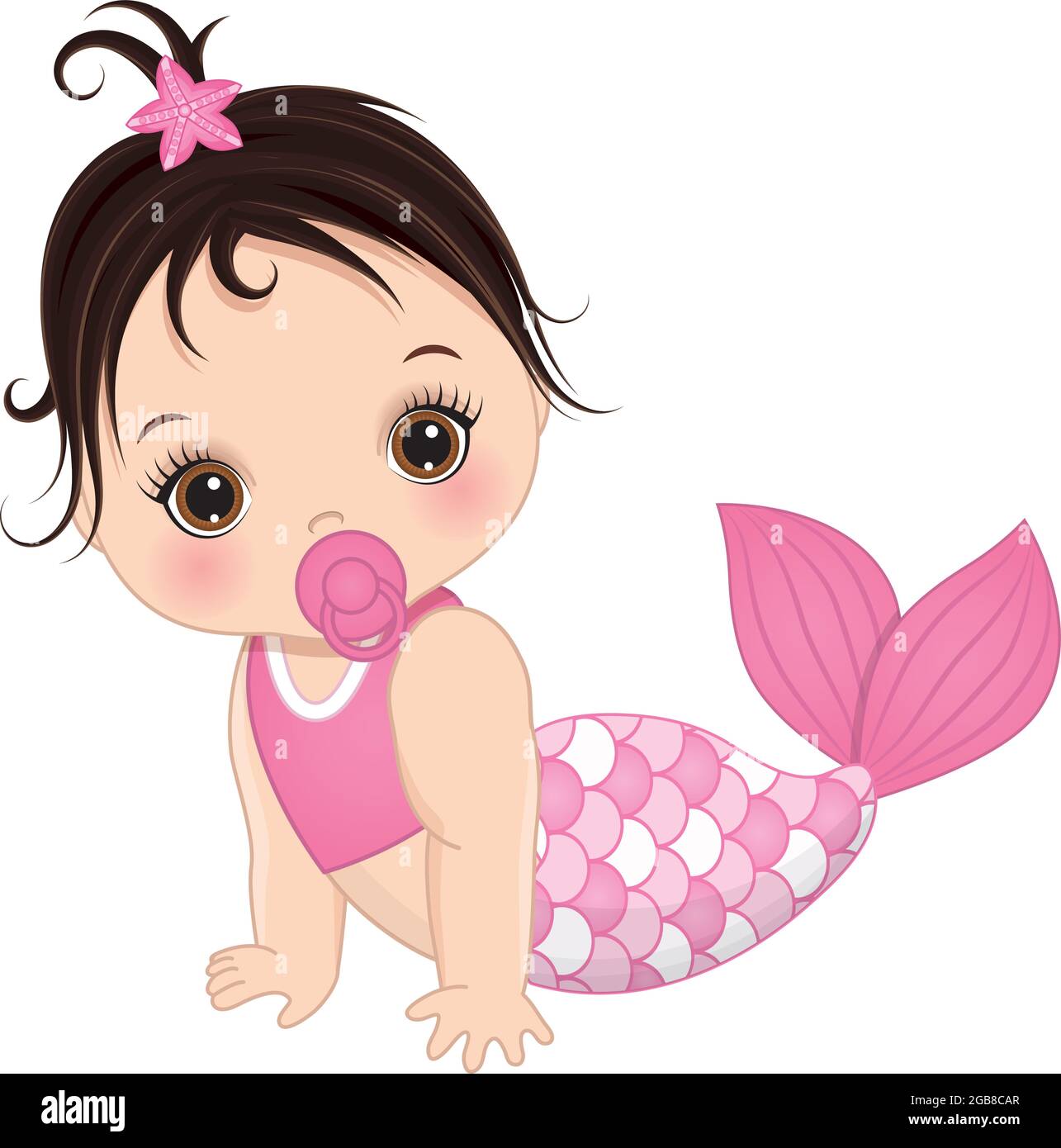 Petite Petite Petite Sirene Avec Queue De Poisson Rose Vecteur Bebe Sirene Image Vectorielle Stock Alamy