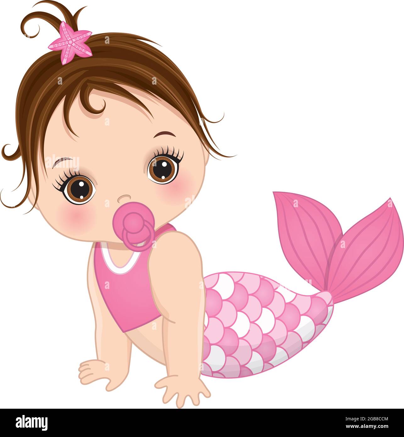 Petite Petite Petite Sirene Avec Queue De Poisson Rose Vecteur Bebe Sirene Image Vectorielle Stock Alamy