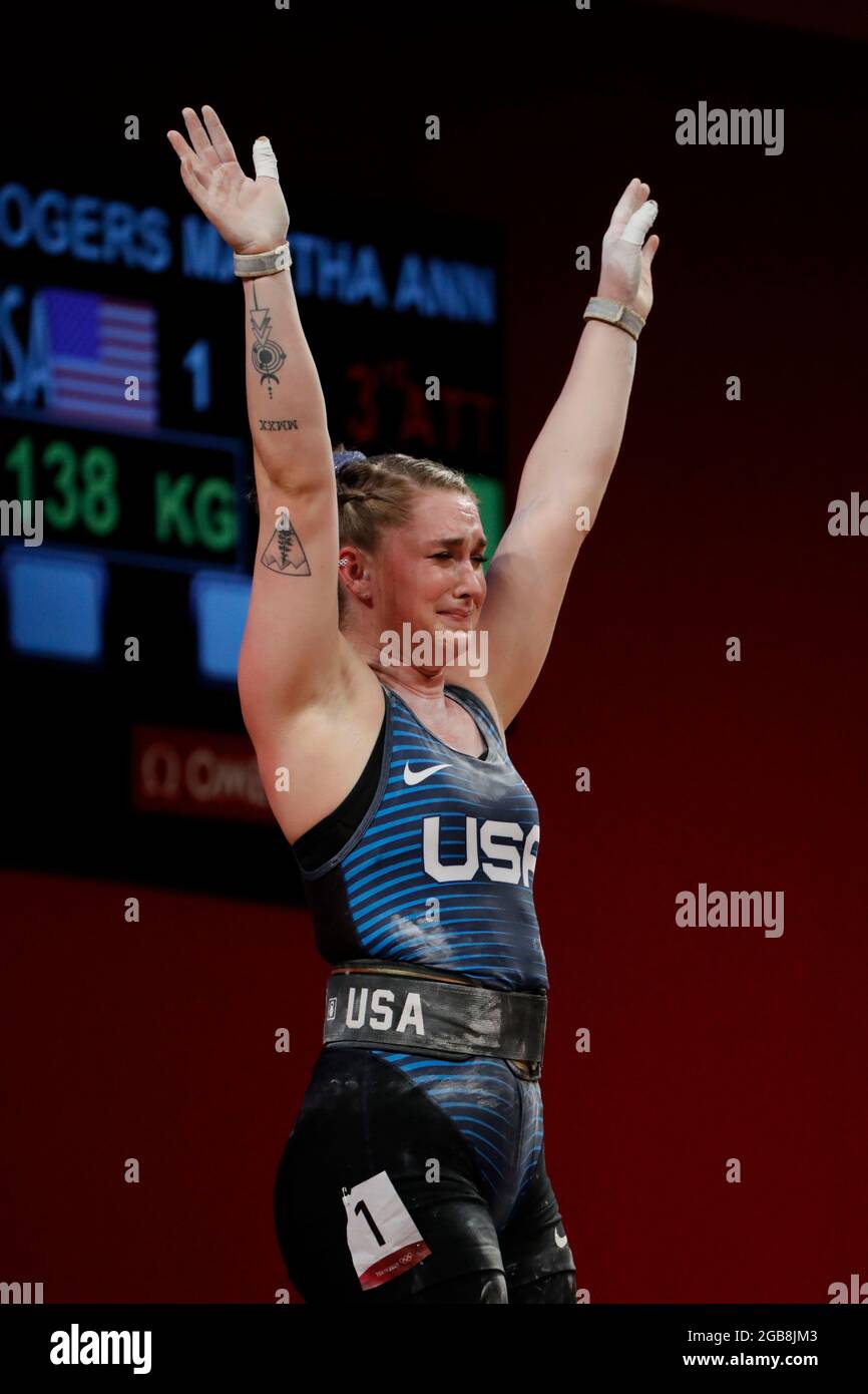 Tokyo, Kanto, Japon. 2 août 2021. Martha Ann Rogers (USA) participe à l'épreuve de musculation féminine de 87 kg aux Jeux olympiques d'été de 2020 au Tokyo International Forum. (Image de crédit : © David McIntyre/ZUMA Press Wire) Banque D'Images