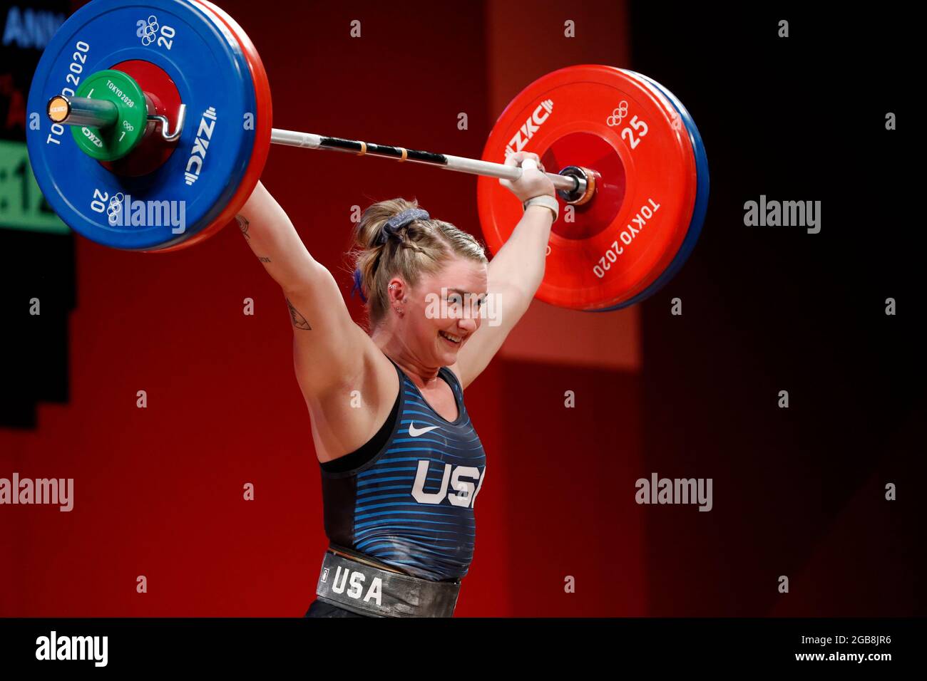 Tokyo, Kanto, Japon. 2 août 2021. Martha Ann Rogers (USA) participe à l'épreuve de musculation féminine de 87 kg aux Jeux olympiques d'été de 2020 au Tokyo International Forum. (Image de crédit : © David McIntyre/ZUMA Press Wire) Banque D'Images