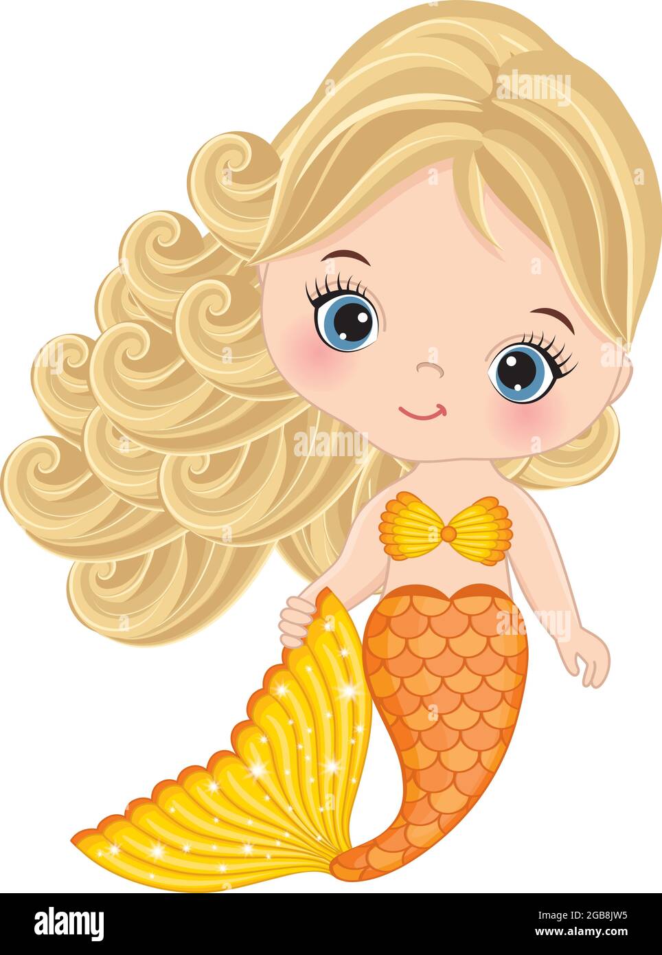 Petite Petite Petite Sirene Avec Queue De Poisson Orange Vecteur Bebe Sirene Image Vectorielle Stock Alamy