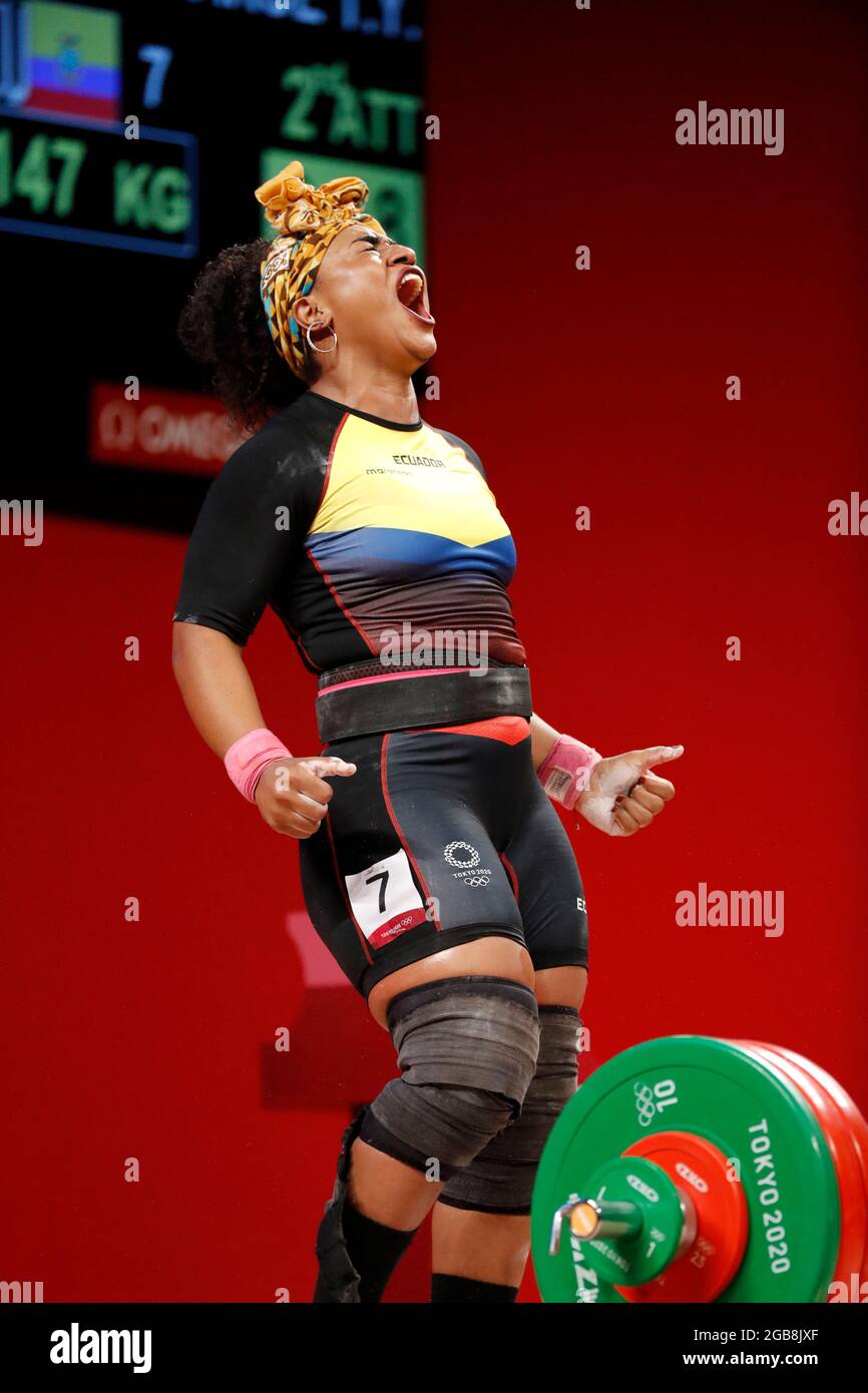 Tokyo, Kanto, Japon. 2 août 2021. Tamara Yajaira Salazar Arce (ECU) participe à l'épreuve d'haltérophilie féminine de 87 kg aux Jeux olympiques d'été de 2020 au Forum international de Tokyo. (Image de crédit : © David McIntyre/ZUMA Press Wire) Banque D'Images