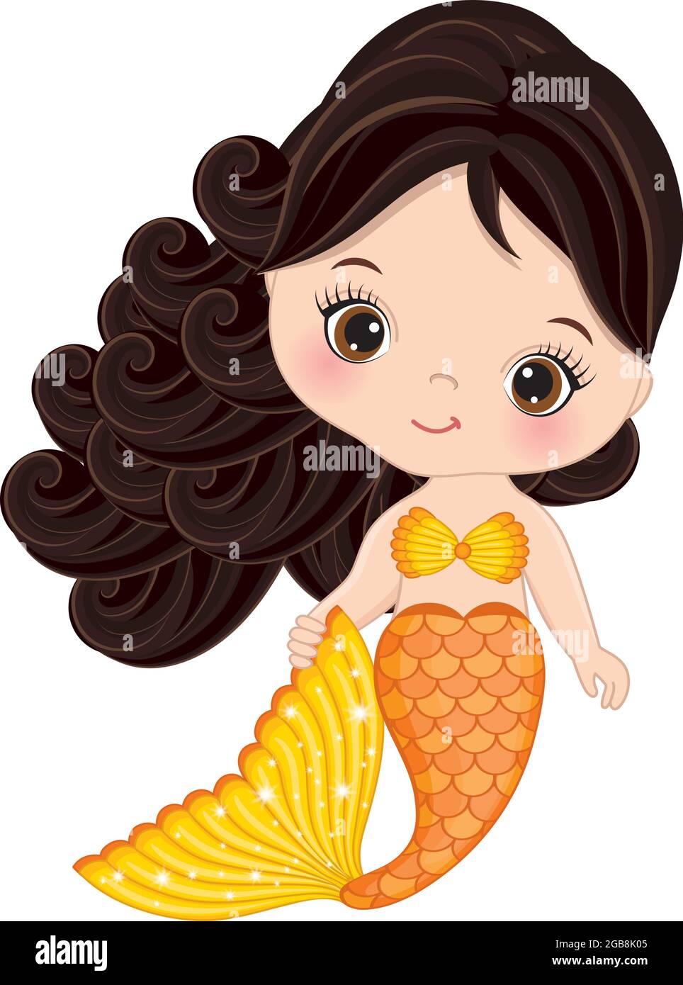 Petite Petite Petite Sirene Avec Queue De Poisson Orange Vecteur Bebe Sirene Image Vectorielle Stock Alamy