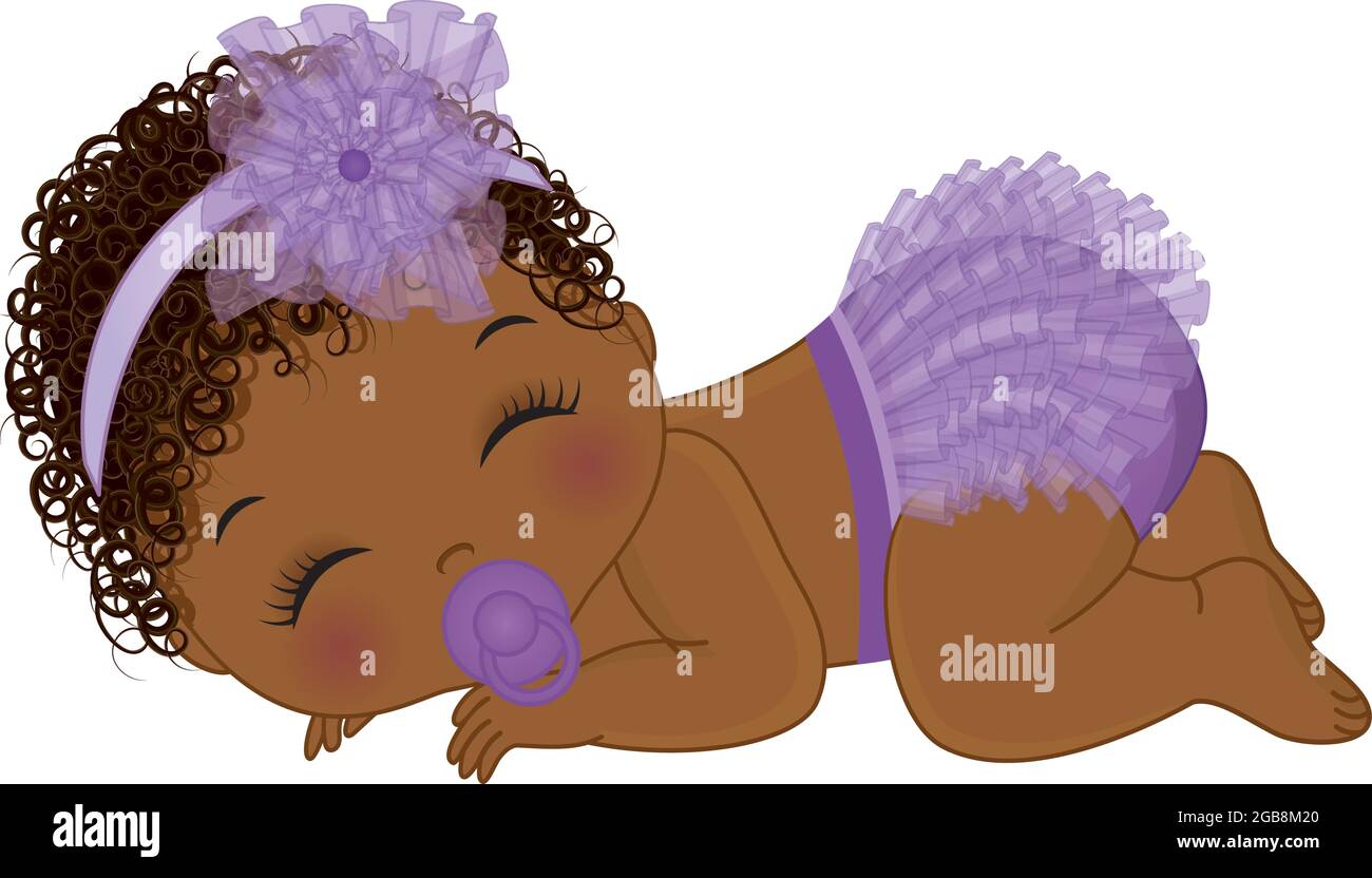 Bebe Afro Americain Fille Portant Une Couche Pourpre Rouffee Dormant Vecteur Noir Bebe Fille Image Vectorielle Stock Alamy
