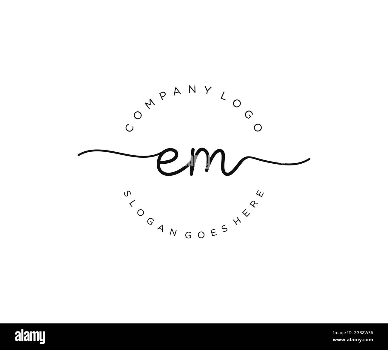 EM logo féminin beauté monogramme et élégant logo design, écriture logo de la signature initiale, mariage, mode, floral et botanique avec la création Illustration de Vecteur