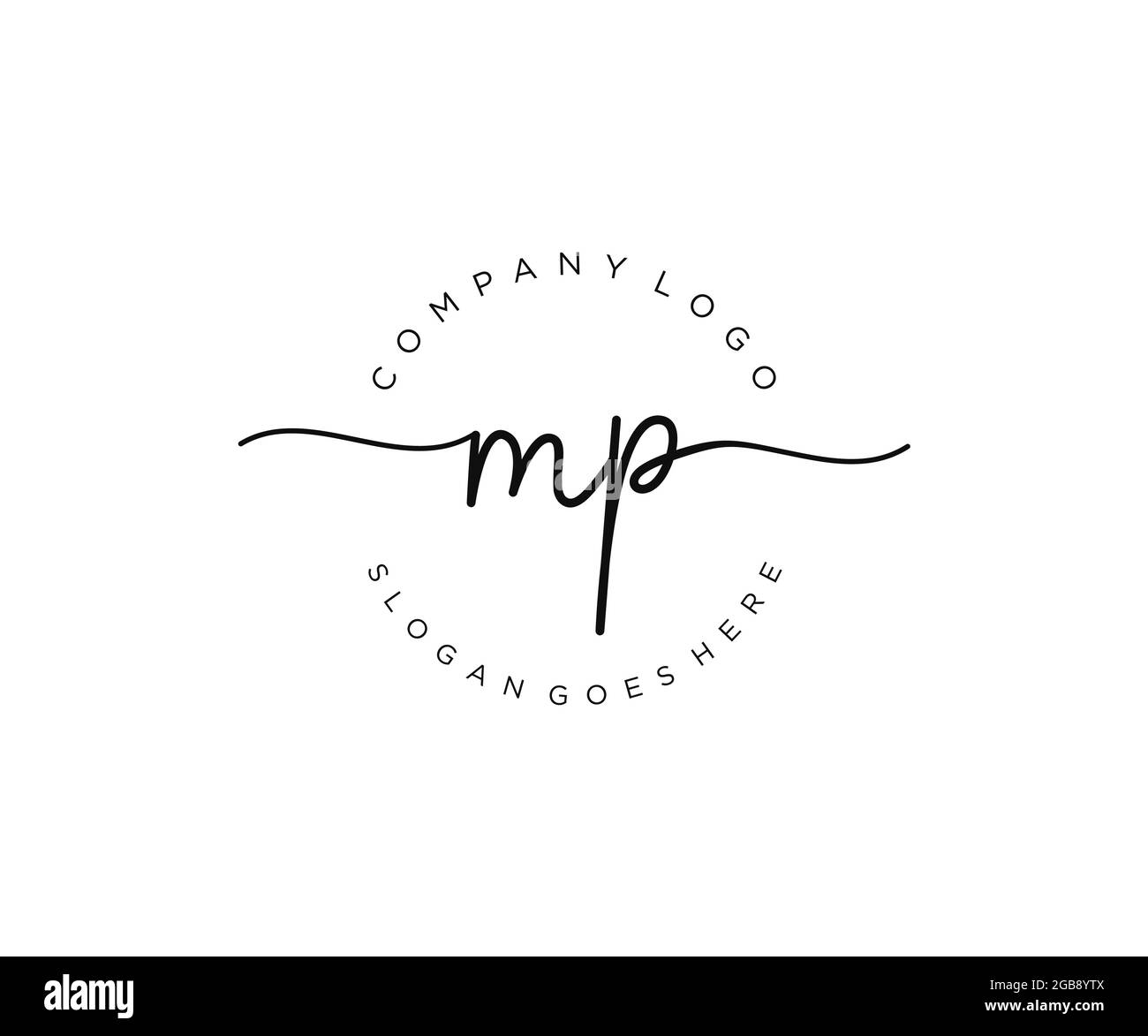 MP logo féminin beauté monogramme et élégant logo design, écriture logo de la signature initiale, mariage, mode, floral et botanique avec la création Illustration de Vecteur
