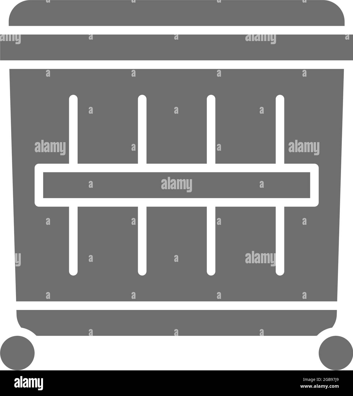 Poubelle, corbeille de recyclage, benne, grande poubelle icône grise. Illustration de Vecteur