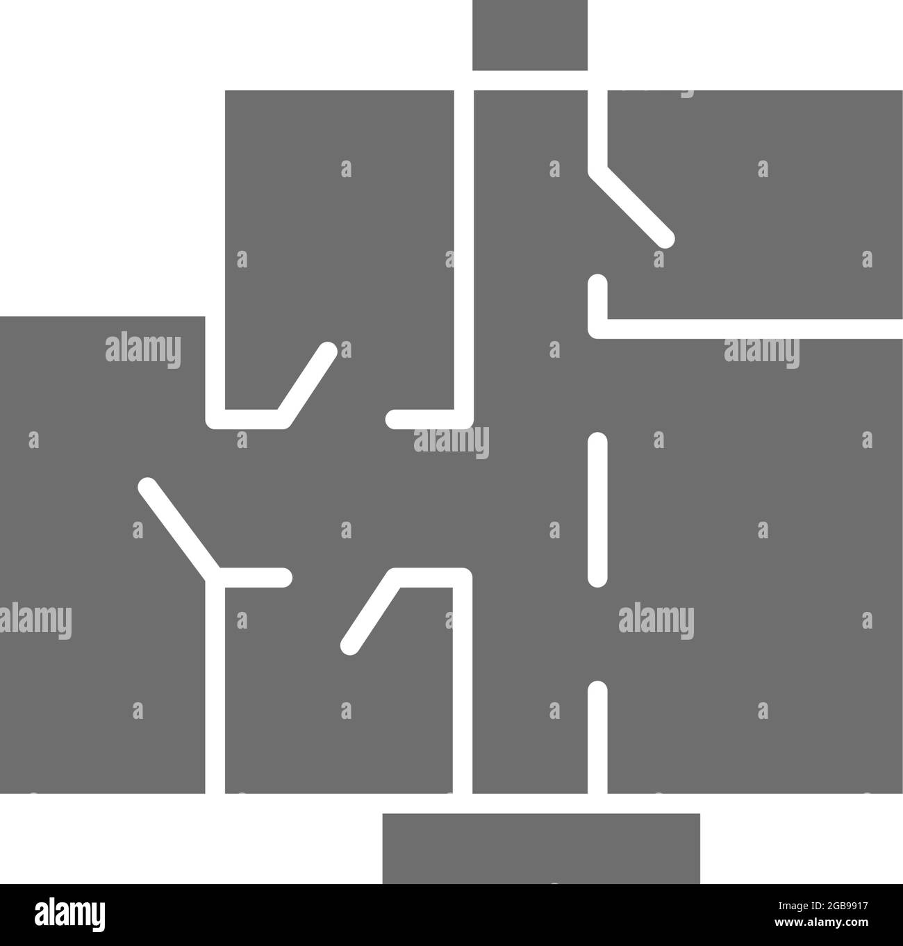 Plan d'étage de l'appartement, projet architectural icône grise. Illustration de Vecteur