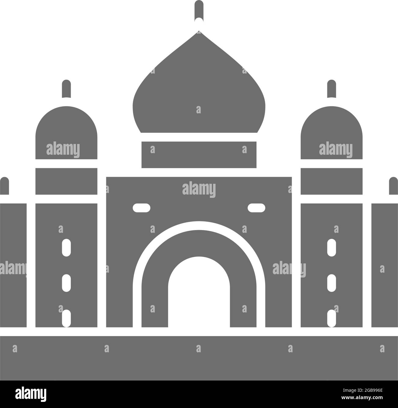 Taj Mahal, monument d'Agra, icône grise de l'Inde. Illustration de Vecteur