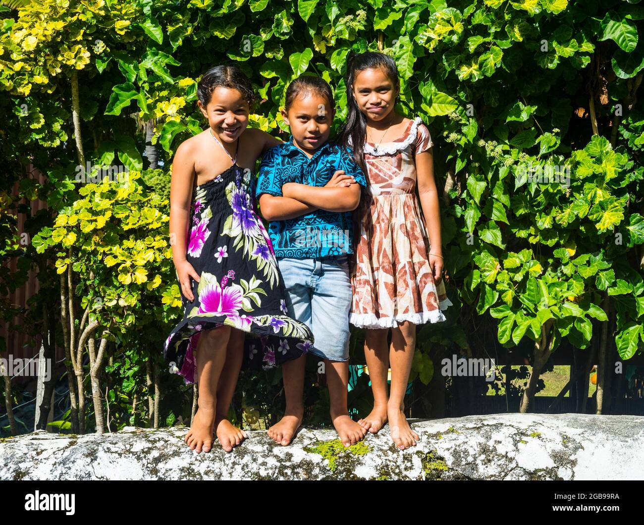 Les filles locales, Rarotonga, Rarotonga et les îles Cook Banque D'Images