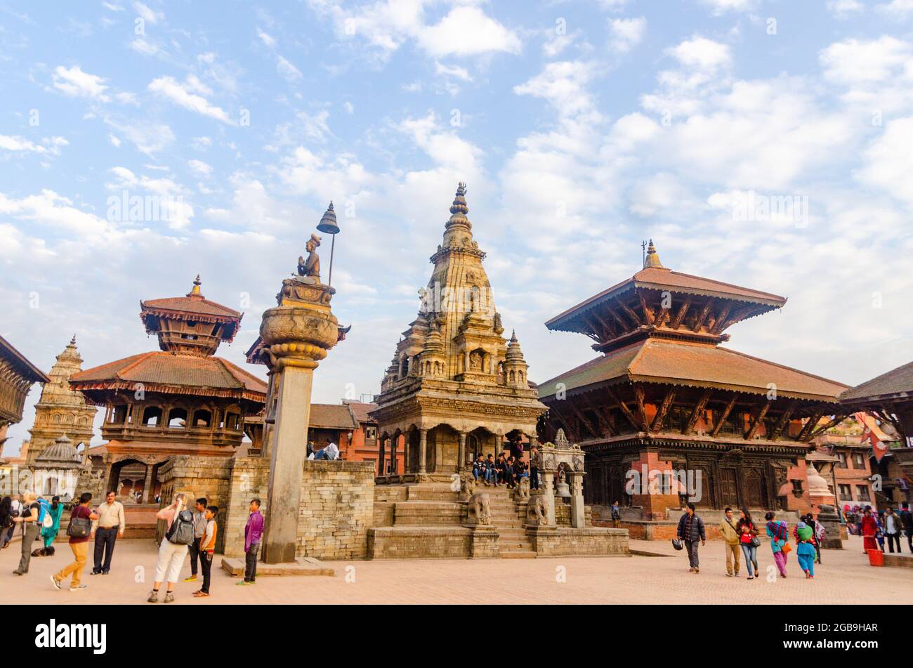 Bhaktapur et Katmandou 2013. Tremblement de terre pré-Népal. Maintenant lourdement endommagé et détruit Banque D'Images