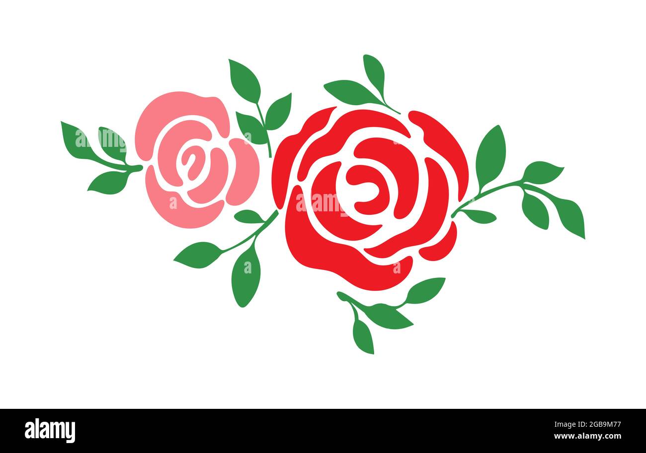 Une rose rouge. Fleur de rose pour le design créatif, la décoration et le scrapbooking. Style plat Illustration de Vecteur