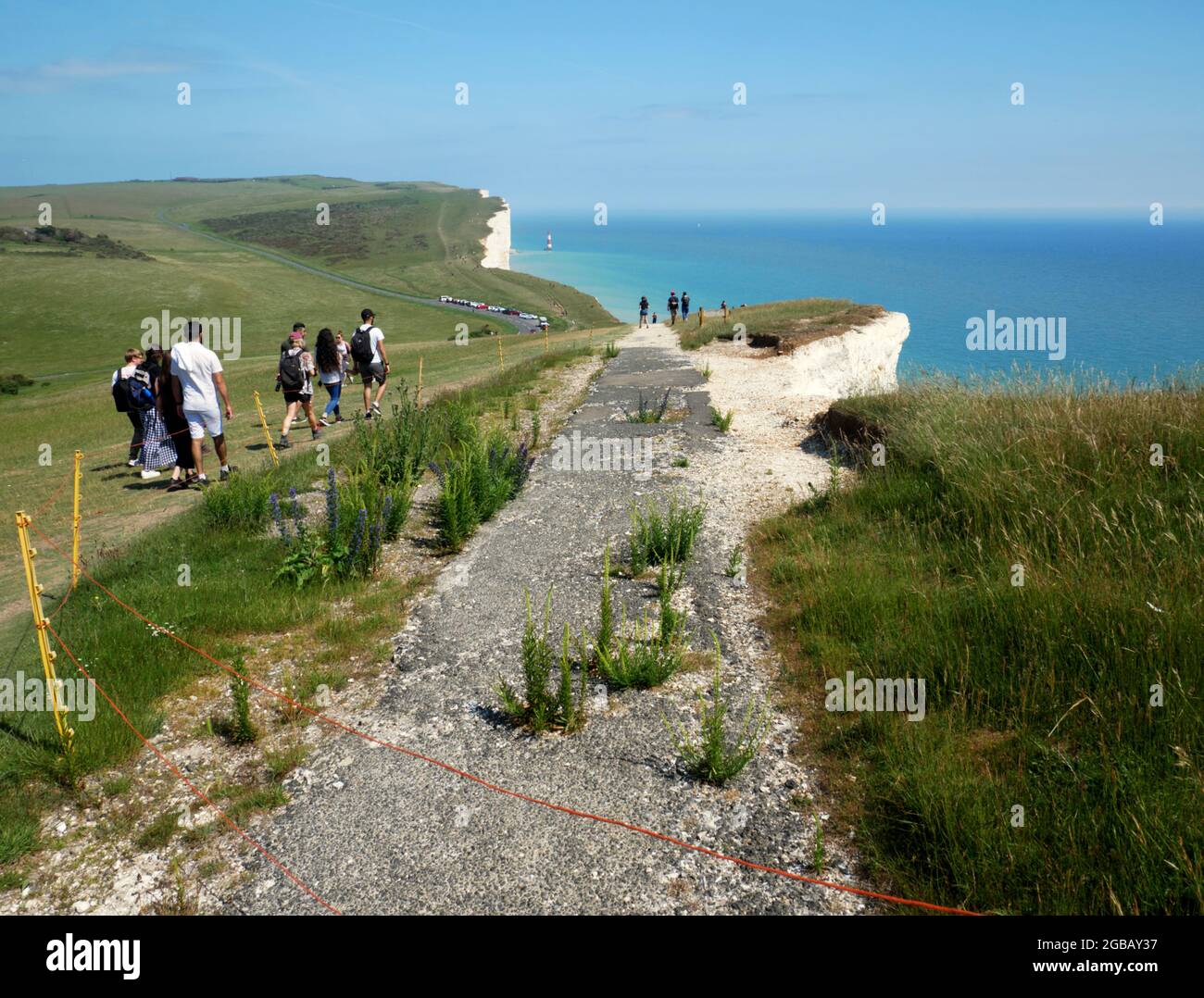 Érosion des falaises près de Belle Tout, Eastbourne, East Sussex. Banque D'Images