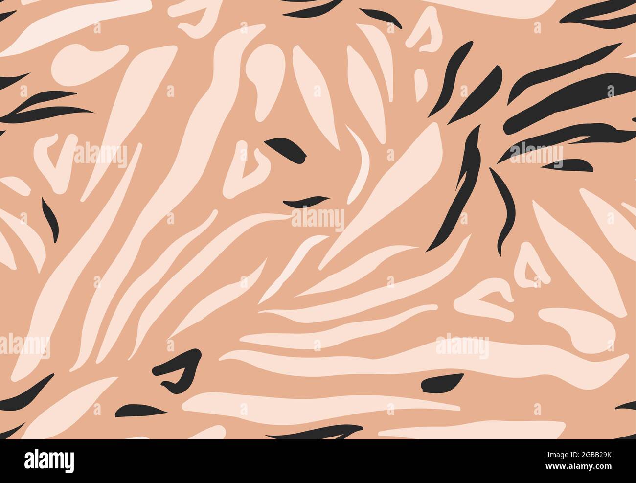 Illustration graphique moderne à motif abstrait vectoriel dessiné à la main, motif bohème safari contemporain sans couture avec motif animal tigre texturé à rayures Illustration de Vecteur