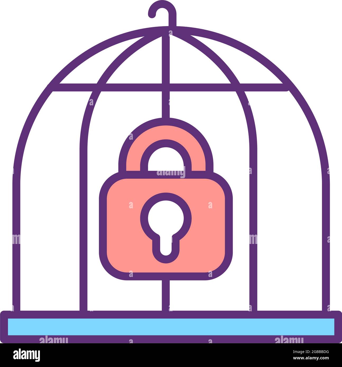 Icône de couleur RVB cage et verrou Illustration de Vecteur
