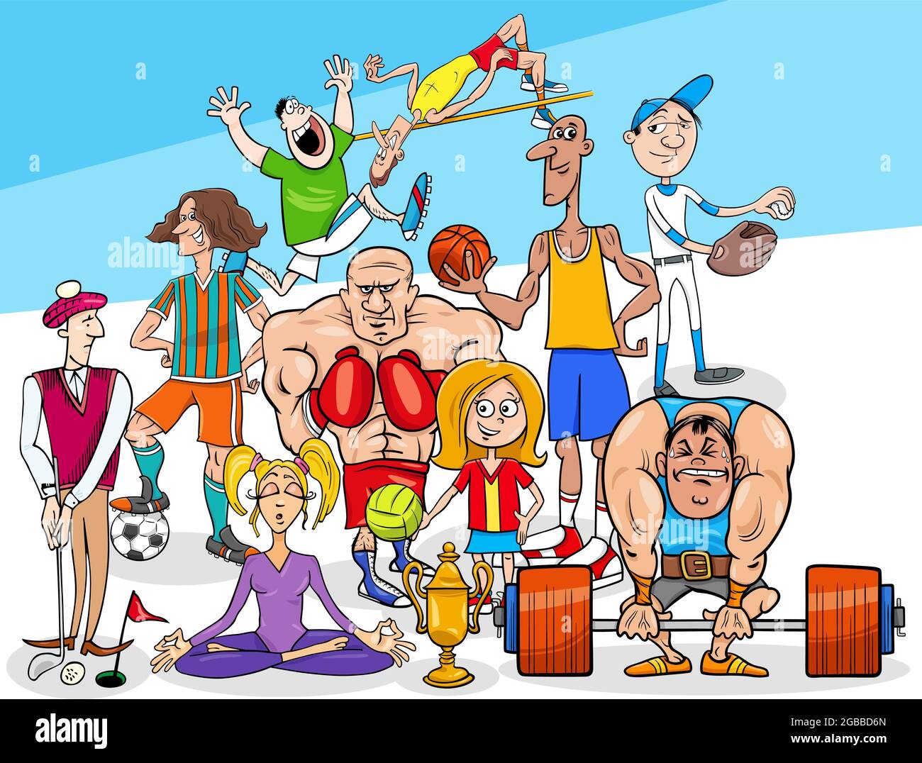 Illustration de dessin animé de disciplines sportives groupe de personnages de personnes Illustration de Vecteur