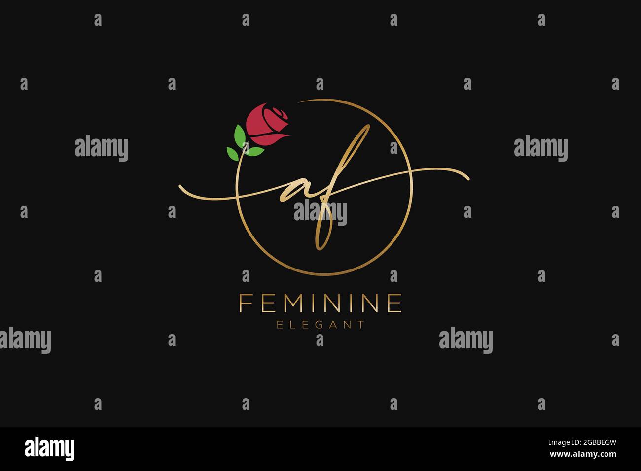 AF logo féminin beauté monogramme et élégant logo design, écriture logo de la signature initiale, mariage, mode, floral et botanique avec la création Illustration de Vecteur