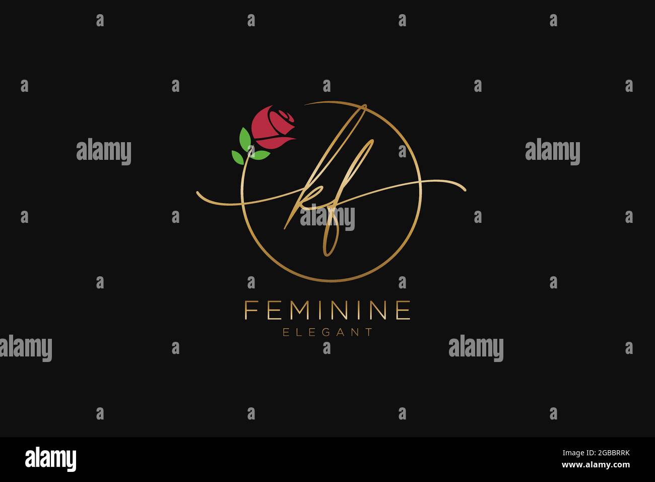 KF logo féminin beauté monogramme et élégant logo design, écriture logo de la signature initiale, mariage, mode, floral et botanique avec la création Illustration de Vecteur