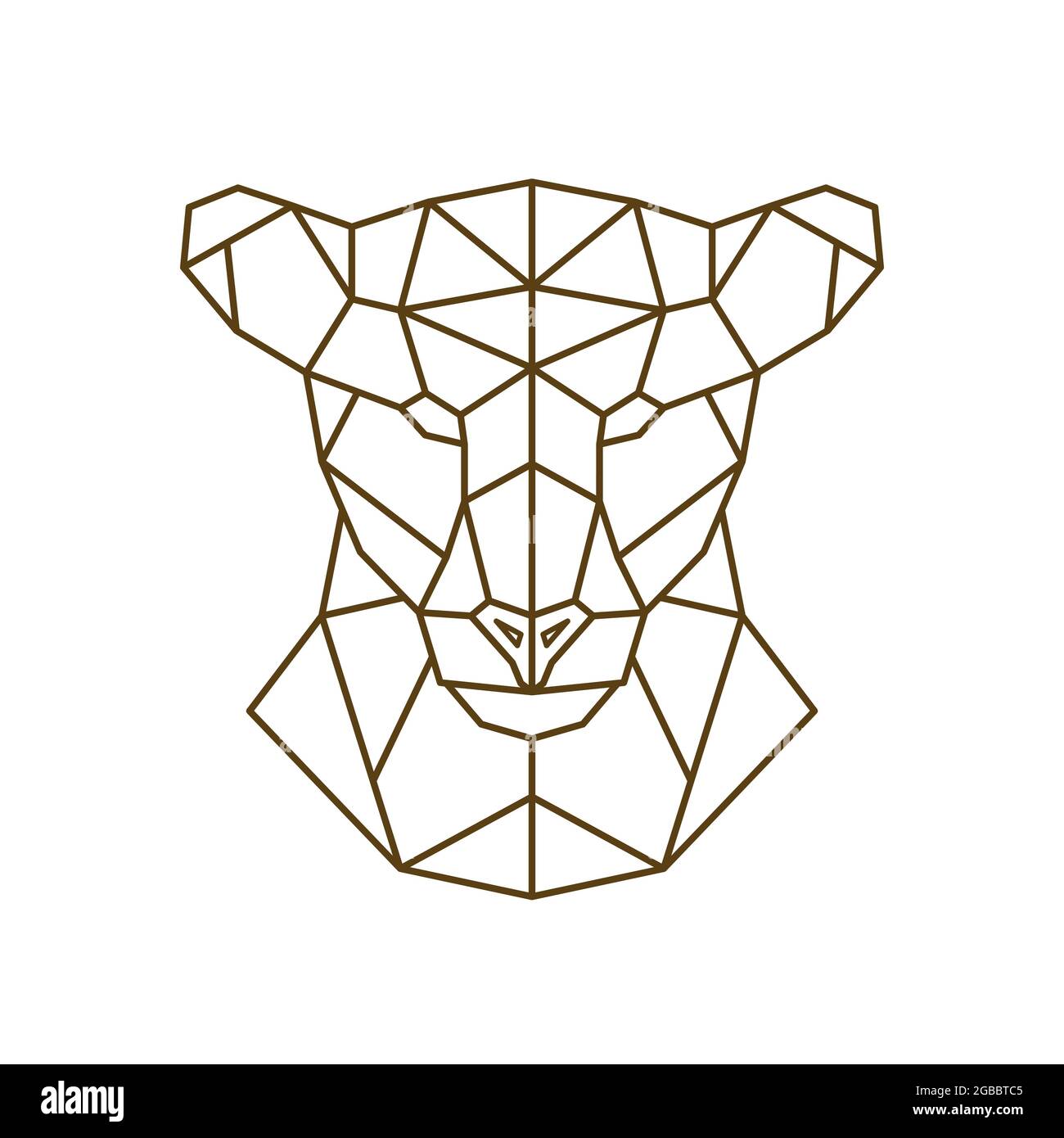 Tête géométrique d'une lionne. Animal sauvage. Illustration vectorielle. Illustration de Vecteur