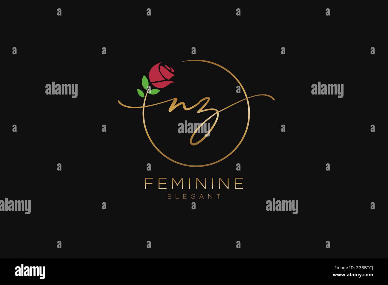 NZ logo féminin beauté monogramme et élégant logo design, écriture logo de la signature initiale, mariage, mode, floral et botanique avec la création Illustration de Vecteur