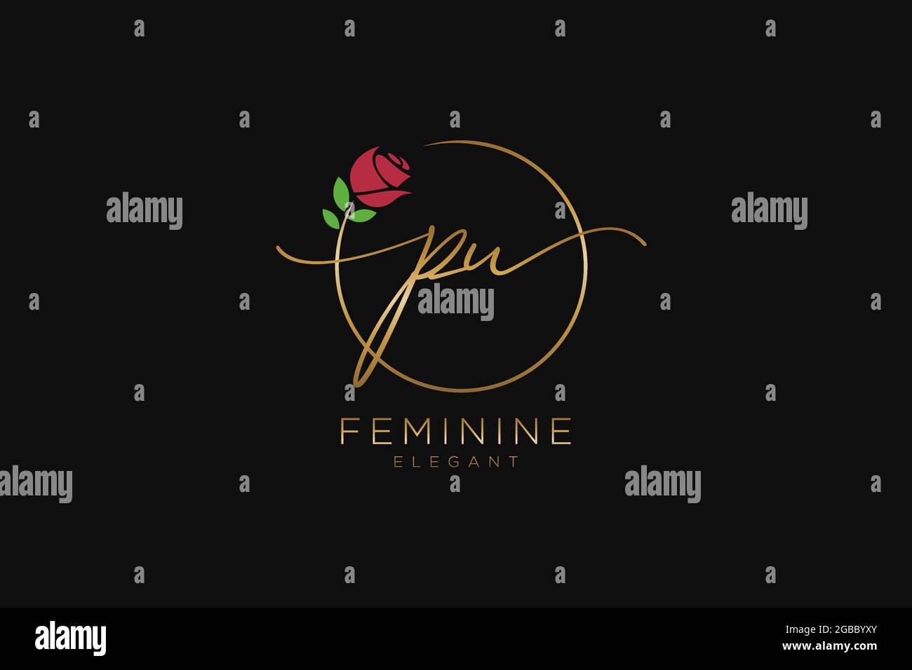 Logo pu féminin beauté monogramme et élégant logo design, écriture du logo de la signature initiale, mariage, mode, floral et botanique avec la création Illustration de Vecteur