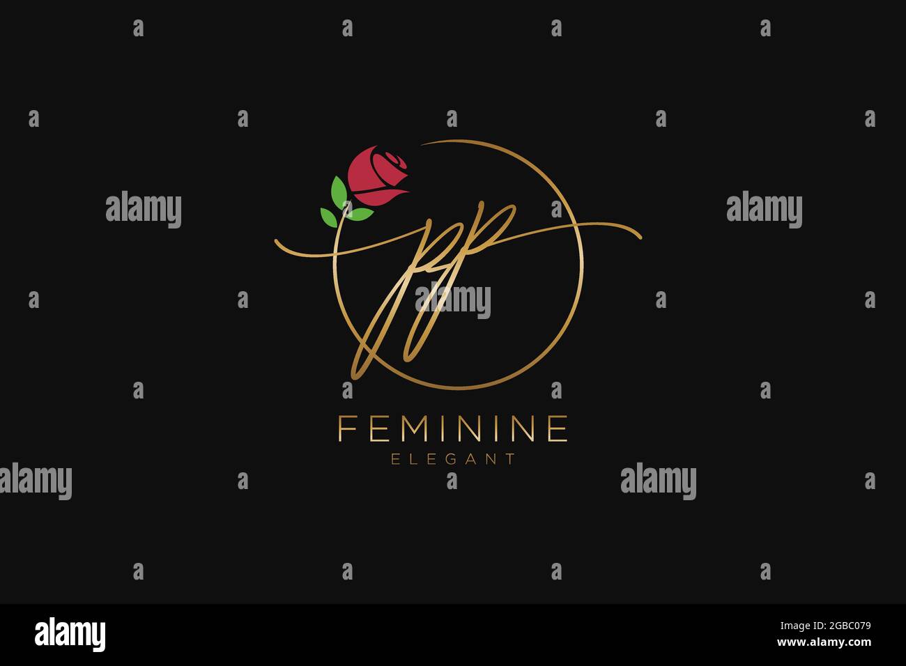 PP logo féminin beauté monogramme et élégant logo design, écriture logo de la signature initiale, mariage, mode, floral et botanique avec la création Illustration de Vecteur