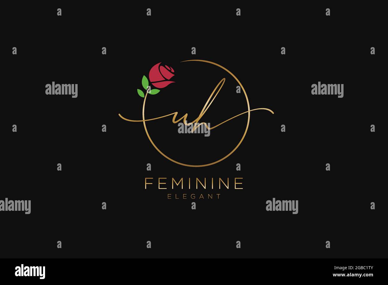 UH logo féminin beauté monogramme et élégant logo design, écriture logo de la signature initiale, mariage, mode, floral et botanique avec la création Illustration de Vecteur