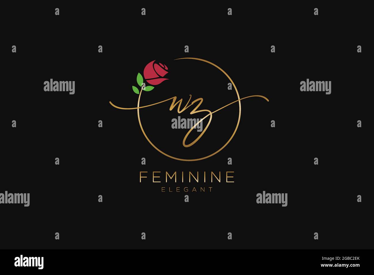 WZ logo féminin beauté monogramme et élégant logo design, écriture logo de la signature initiale, mariage, mode, floral et botanique avec la création Illustration de Vecteur