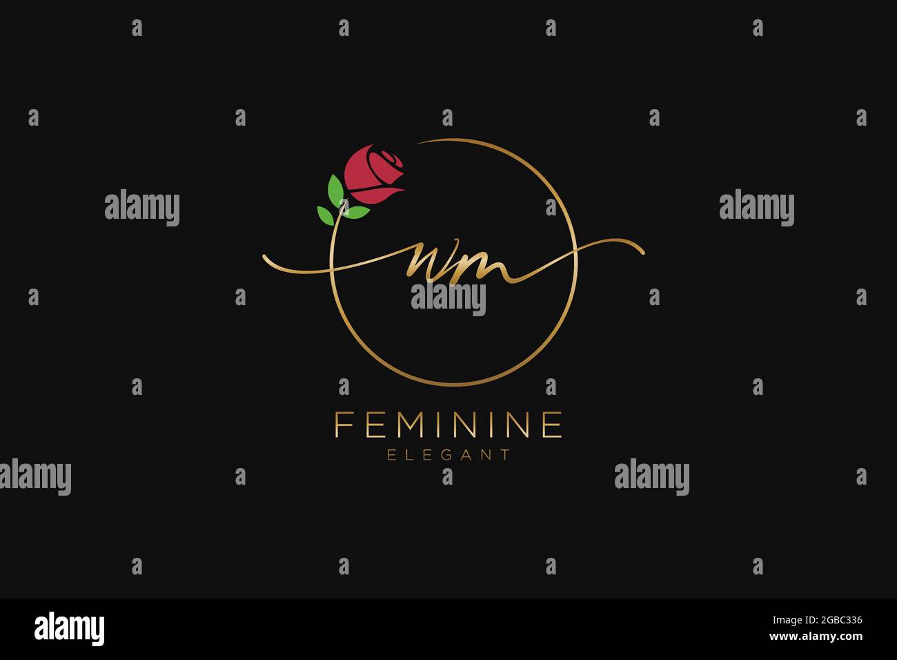 WM logo féminin beauté monogramme et élégant logo design, écriture logo de la signature initiale, mariage, mode, floral et botanique avec la création Illustration de Vecteur