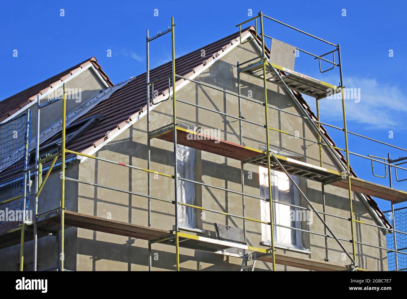 Nouvelle construction avec plâtre de base fini Banque D'Images