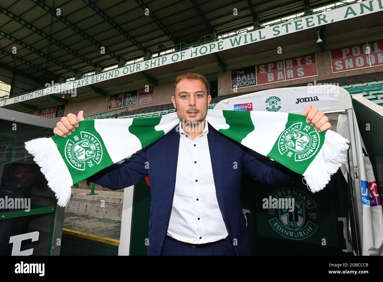 Easter Road Stadium, Edinburgh .Scotland .UK 03/08/21 Conférence de presse Hibernian pour présenter et souhaiter la bienvenue au nouveau directeur général, Ben Kensell, aux médias. Crédit : eric mccowat/Alay Live News Banque D'Images