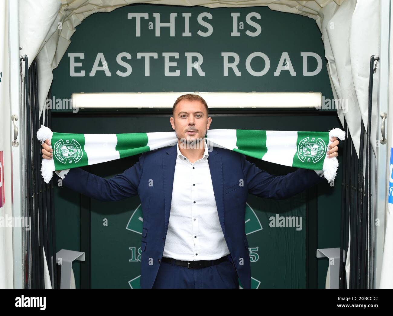 Easter Road Stadium, Edinburgh .Scotland .UK 03/08/21 Conférence de presse Hibernian pour présenter et souhaiter la bienvenue au nouveau directeur général, Ben Kensell, aux médias. Crédit : eric mccowat/Alay Live News Banque D'Images