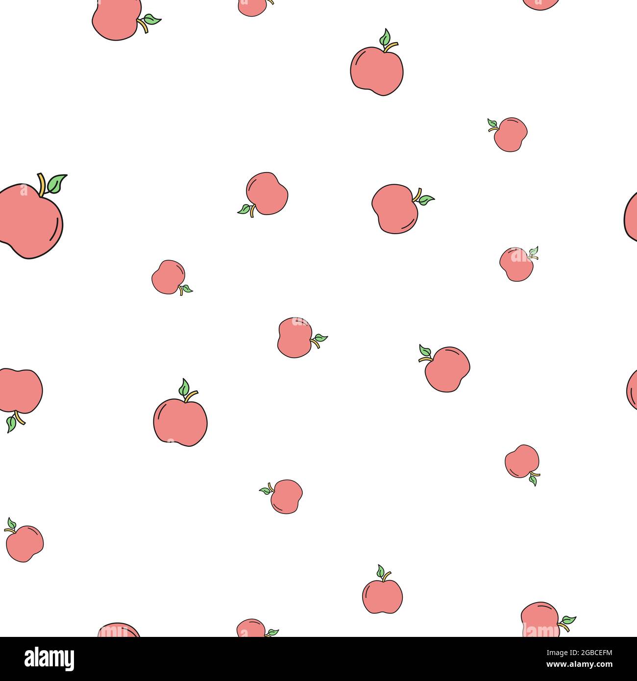 Motif de pomme sans couture. Isolé sur fond blanc. Illustration vectorielle. Banque D'Images