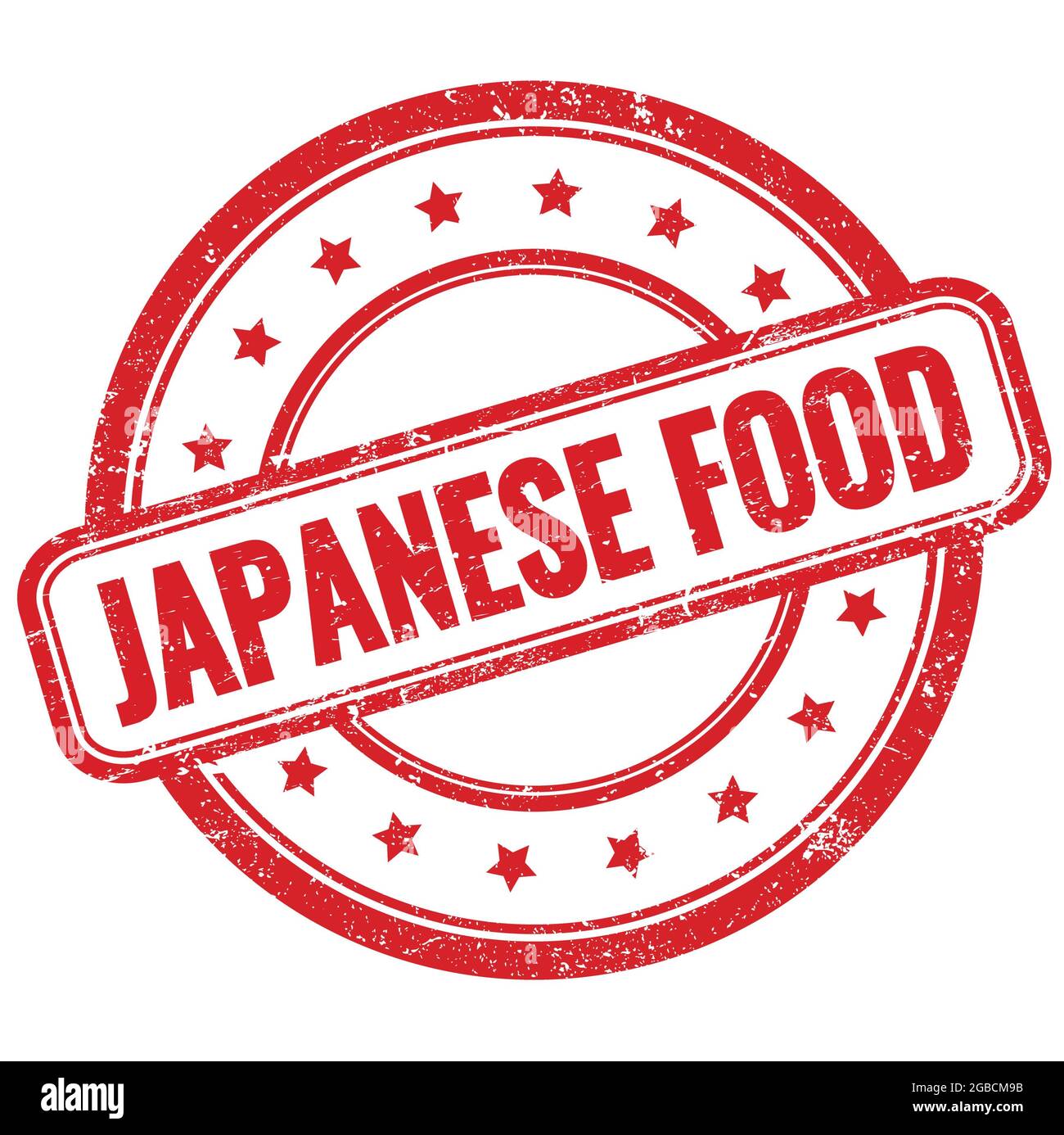 Texte DE LA CUISINE JAPONAISE sur un timbre rond en caoutchouc rouge vintage grungy. Banque D'Images