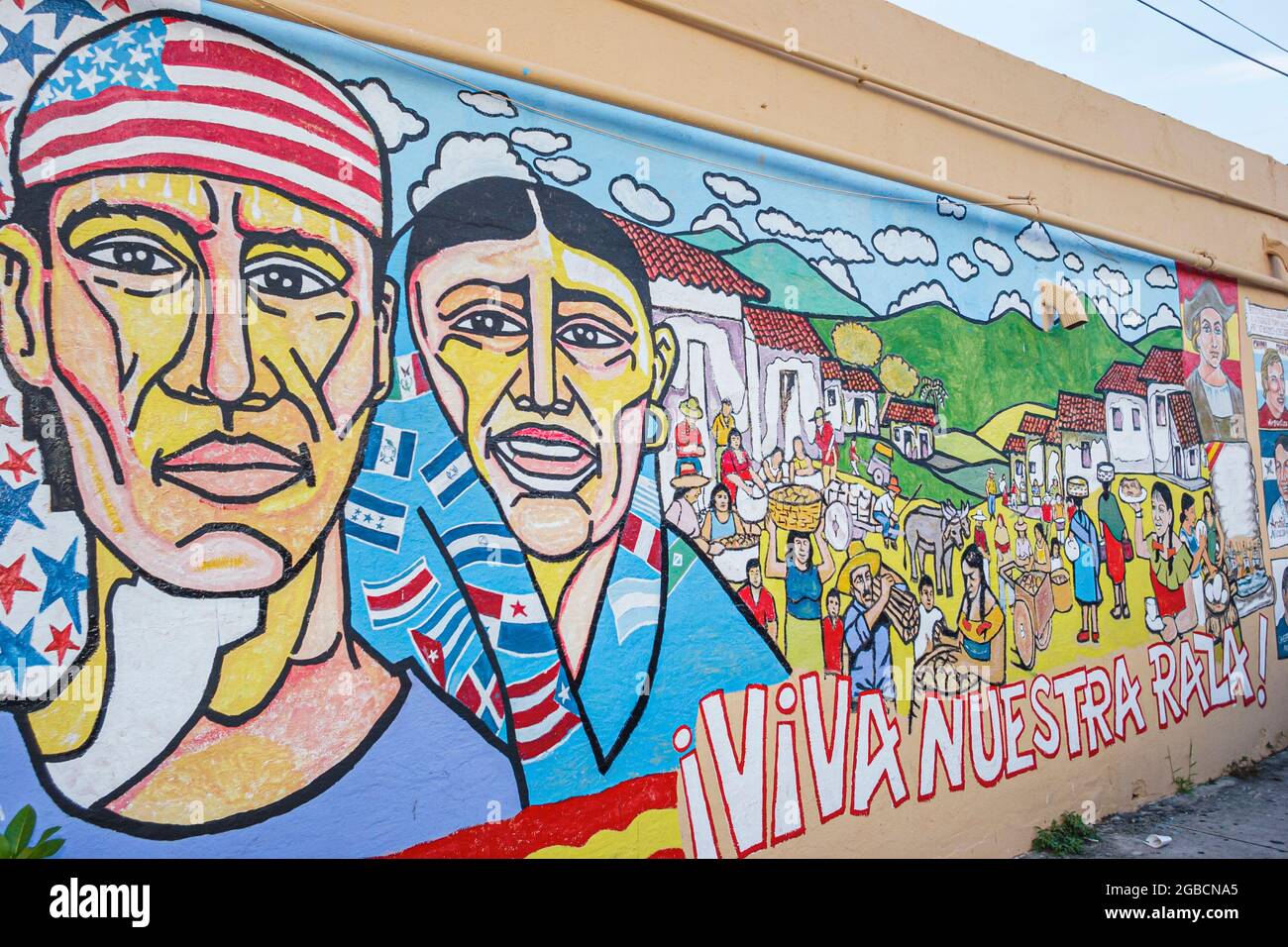 Miami Florida, Little Havana, Calle Ocho Street fresque murale, thème hispanique, Banque D'Images