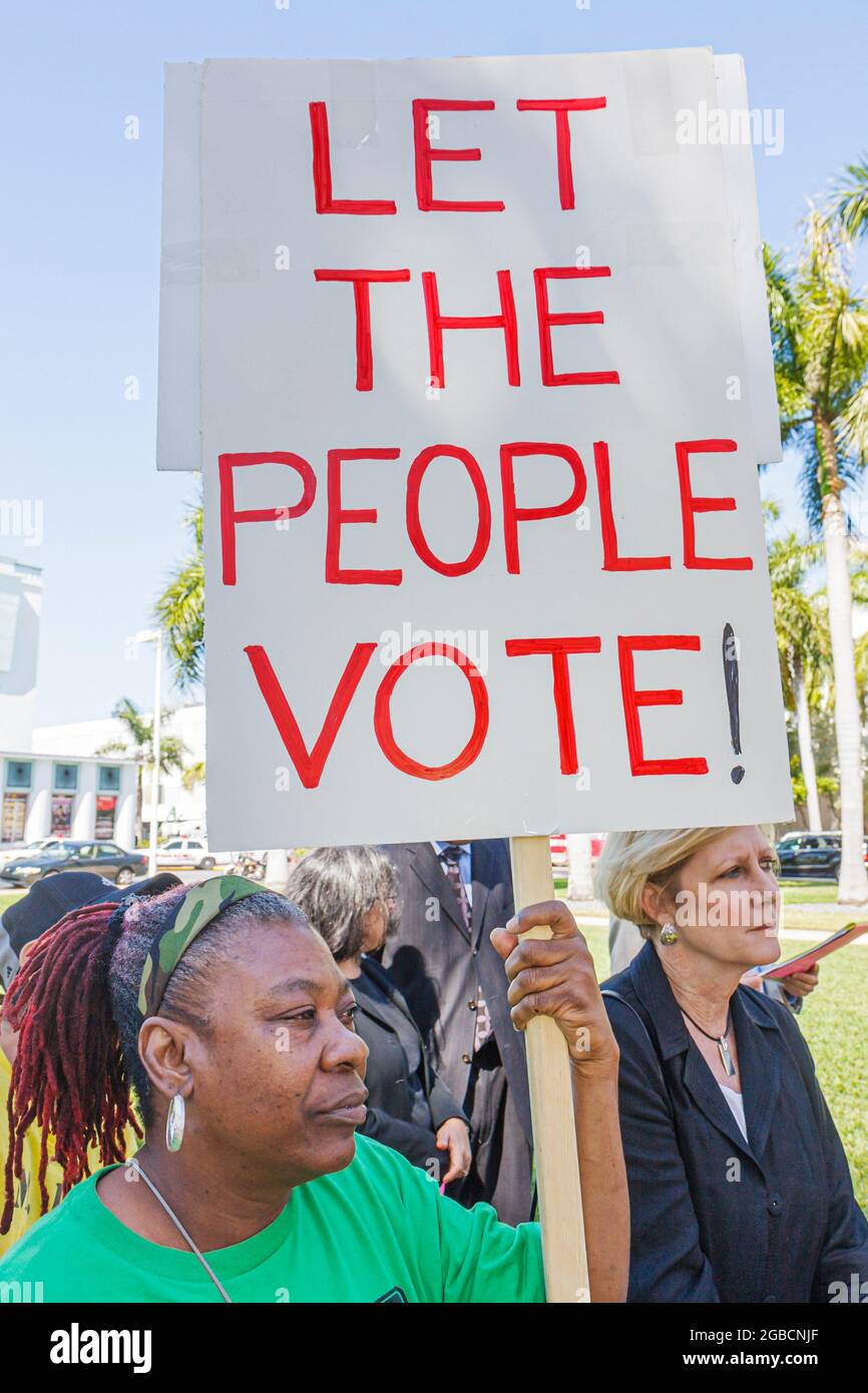 Miami Beach Florida, New Marlins ligue majeure de base-ball stade affaire Ballpark financement public, l'opposition protestant protestataires signe le militant vote Noir Banque D'Images