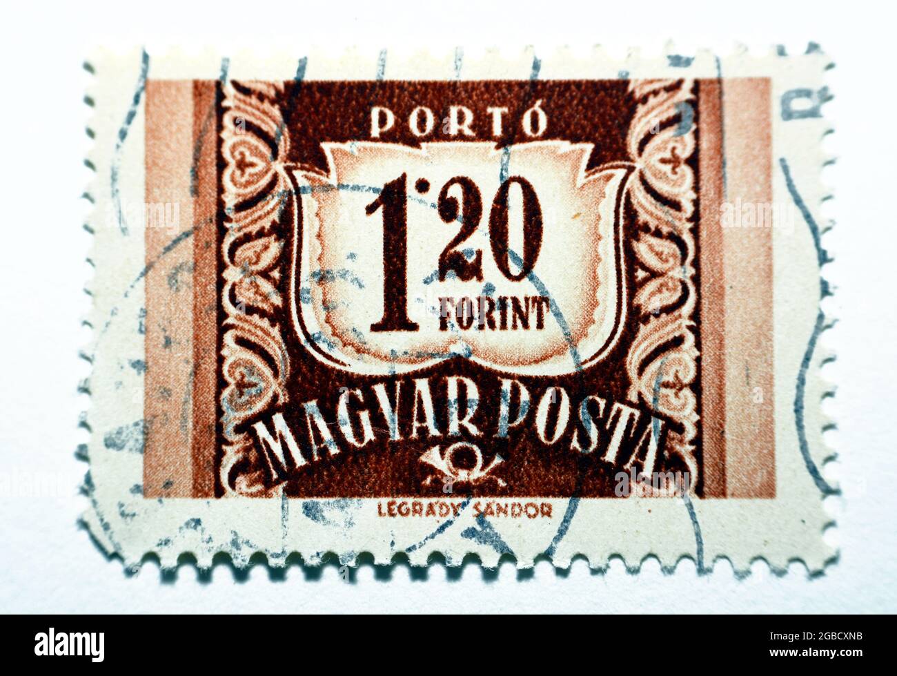 Timbre-poste commémorant la conférence communiste des ministres des postes en Hongrie, série Postage due vers 1965, Magyar posta Value 1,20 Forint 1,20 Banque D'Images