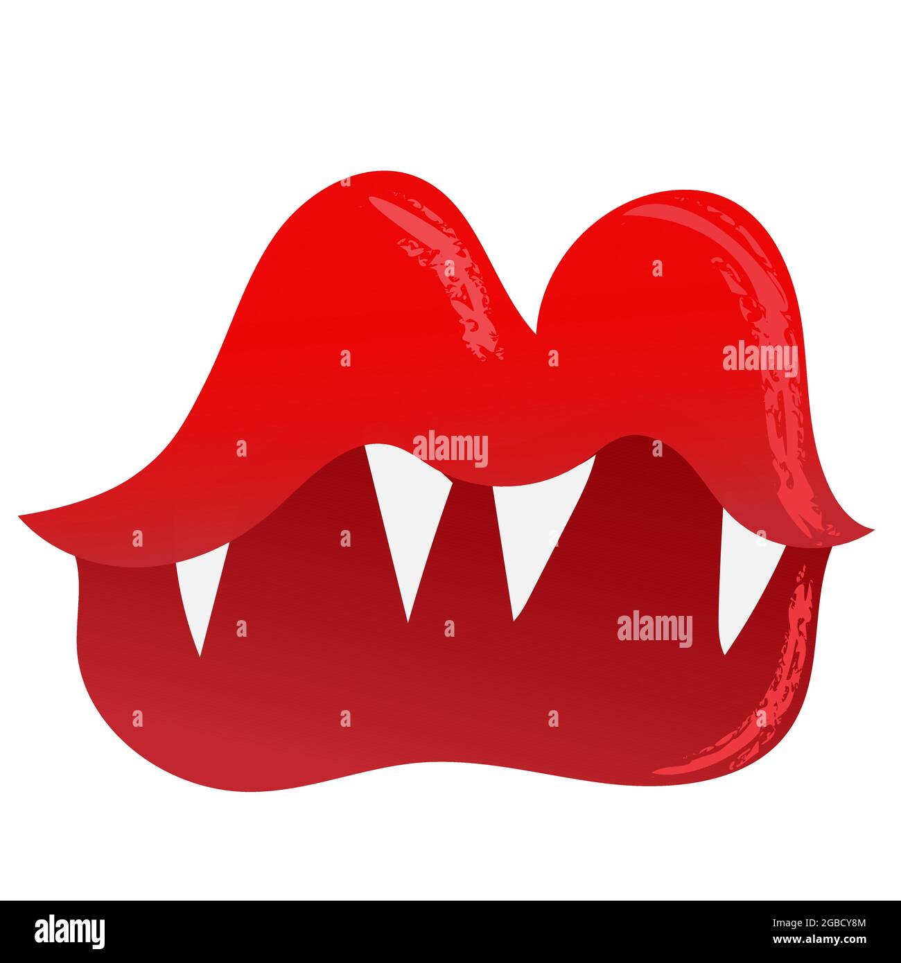 Halloween créepy vampire lèvres avec des fangs pointus dans le style de dessin animé. Élément de maquillage d'avatar. Illustration de Vecteur
