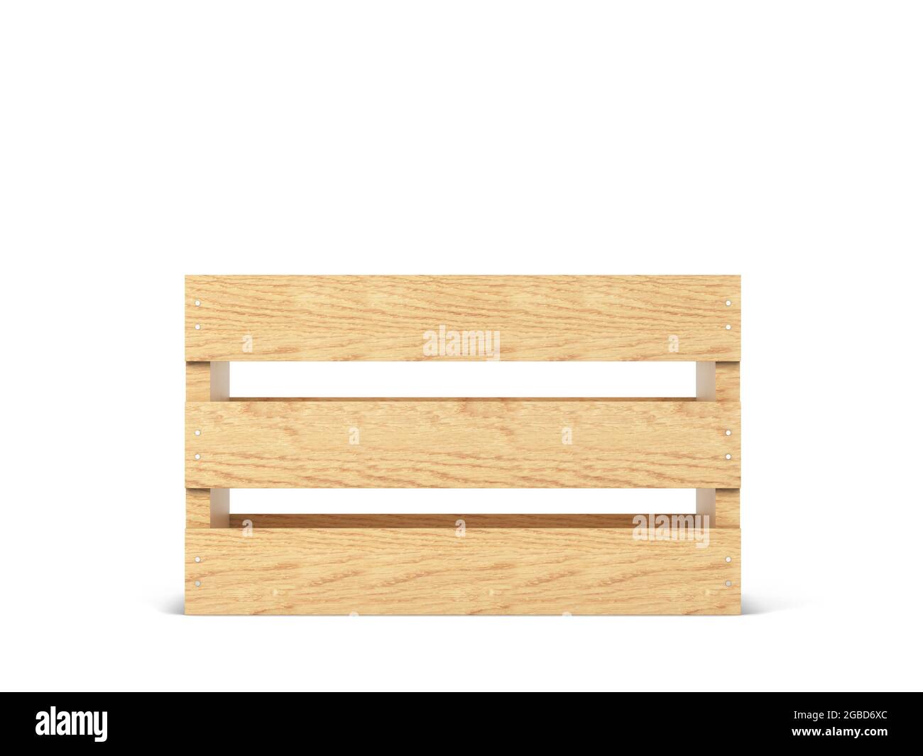 Caisse vide en bois. illustration 3d isolée sur fond blanc Banque D'Images