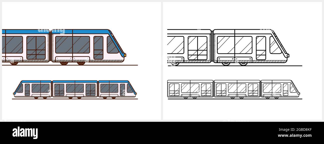 Page de coloriage des trains à grande vitesse. Métro ou métro Illustration de Vecteur