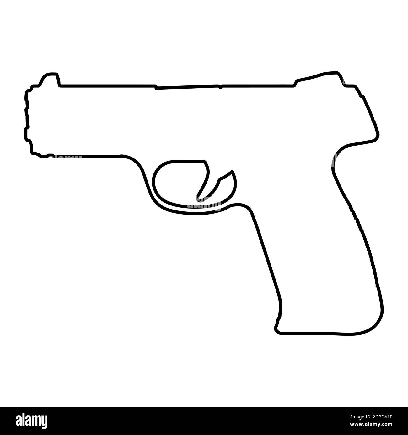 Illustration du contour du pistolet. Contour du pistolet isolé sur blanc. Illustration vectorielle. Illustration de Vecteur