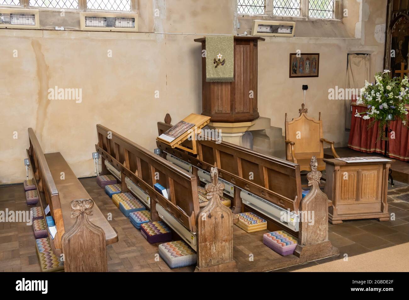 Vue sur les ragoûts de l'église dans la grande église de Ranworth à Norfolk Banque D'Images