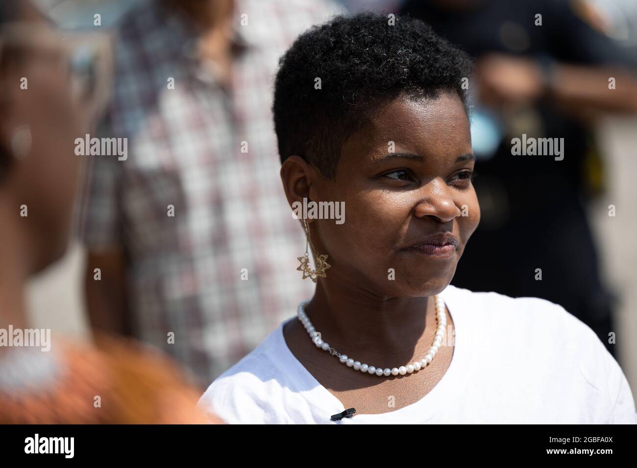 Cleveland, États-Unis. 31 juillet 2021. Les gens assistent à un rassemblement Get Out the vote au Agora Theatre de Cleveland, Ohio, le 31 juillet 2021. Turner se présente sur une plate-forme de création de nouvelles opportunités d'emploi, de défense des droits du travail, d'augmentation du salaire minimum et de Medicare for All.mardi, les électeurs de l'Ohio détermineront le vainqueur de la 11e course du Congressional District. (Photo de Matt Shiffler/Sipa USA) crédit: SIPA USA/Alay Live News Banque D'Images