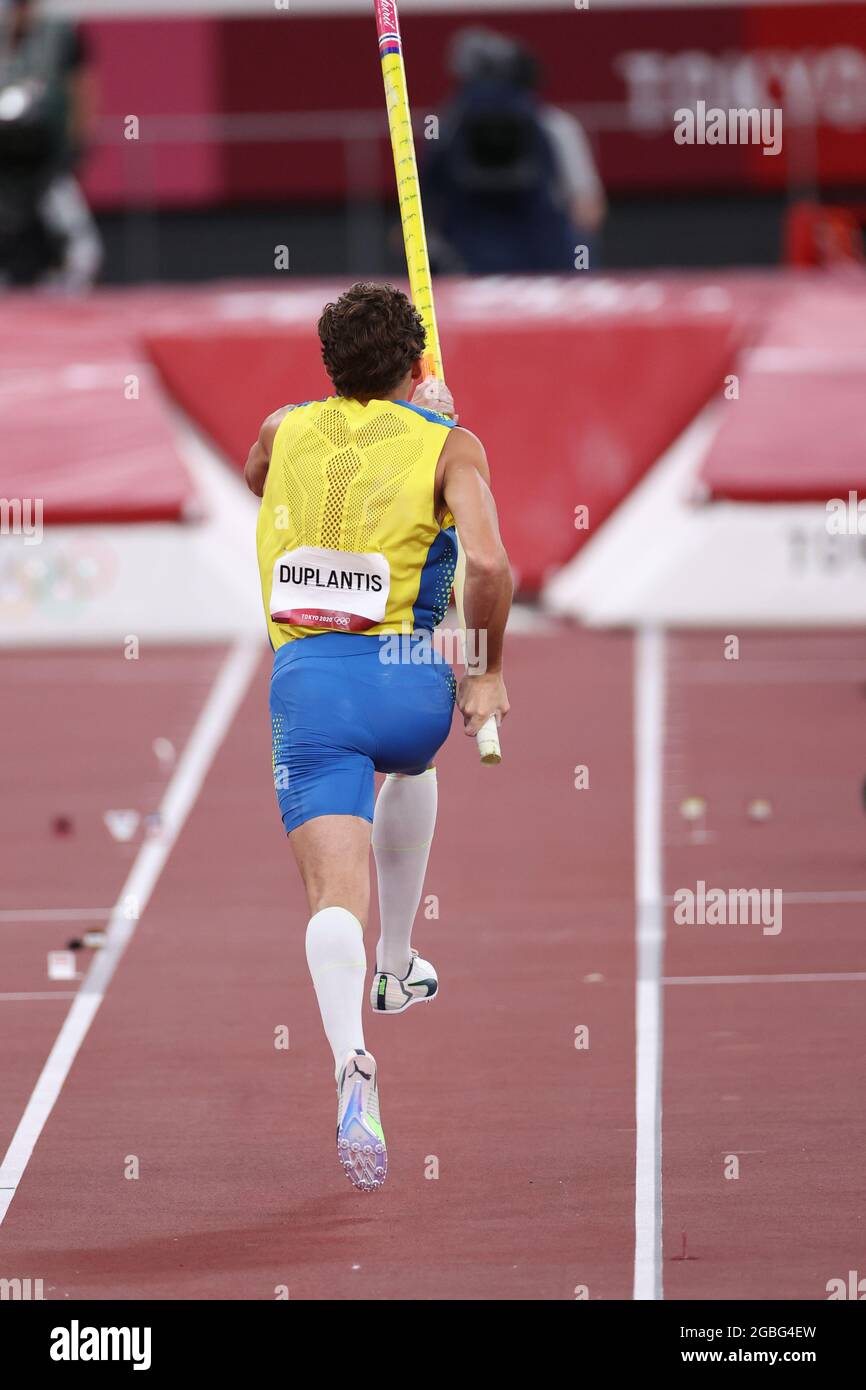 DUPLANTIS Armand (SWE) 3 AOÛT 2021 - Athlétisme : finale de la voûte polaire masculine lors des Jeux Olympiques de Tokyo 2020 au Stade Olympique de Tokyo, Japon. Crédit: Naoki Nishimura/AFLO SPORT/Alay Live News Banque D'Images