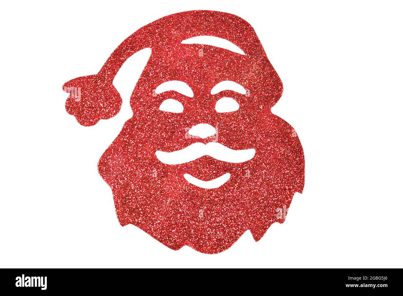 Masque scintillant à paillettes du Père Noël isolé sur fond blanc avec masque de coupure Banque D'Images