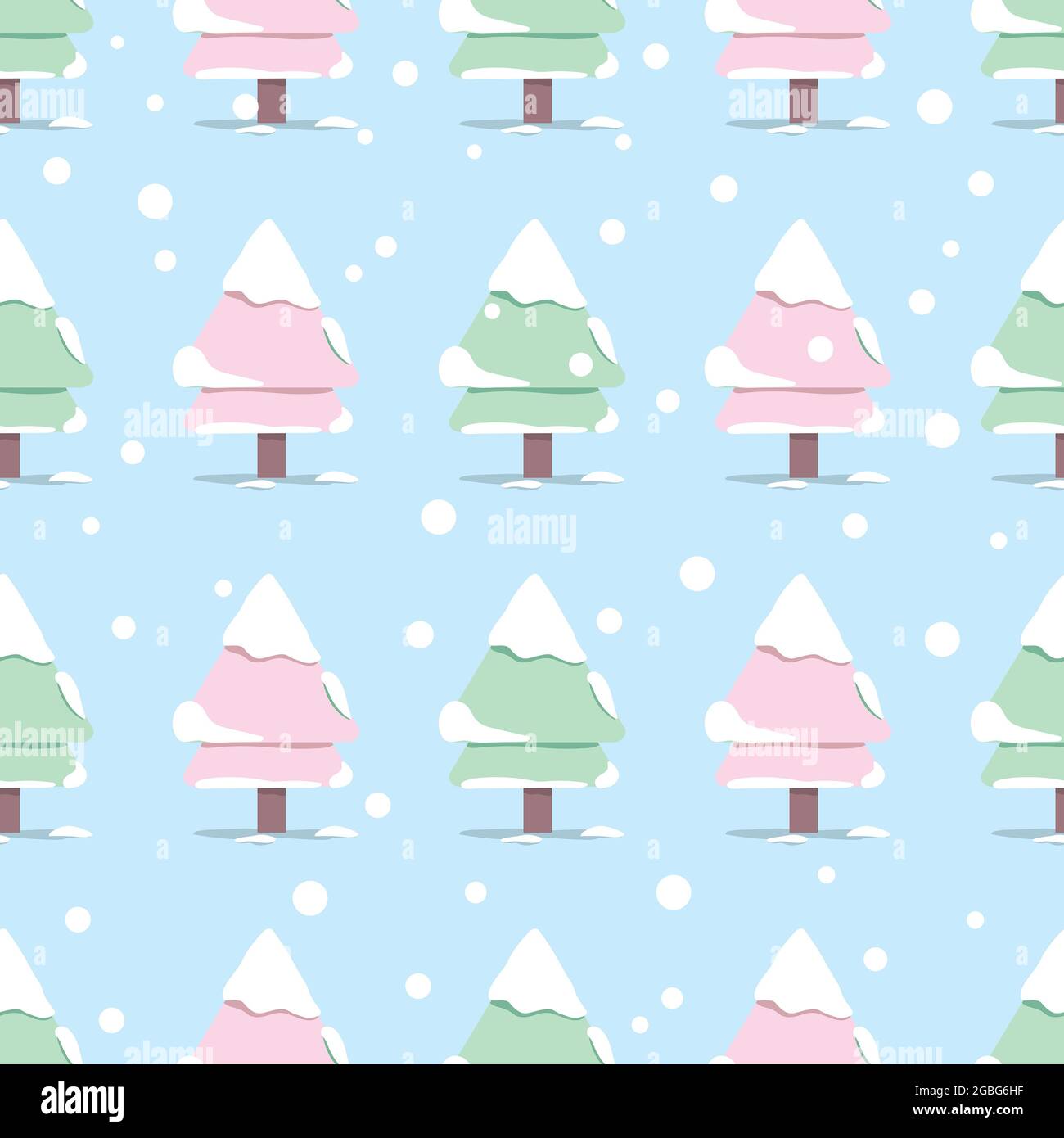 Mignon d'épinette ou de sapin de Noël avec neige, couleur pastel, motif vectoriel sans couture. Le concept de Noël et d'hiver Design saison. Graphique Banque D'Images